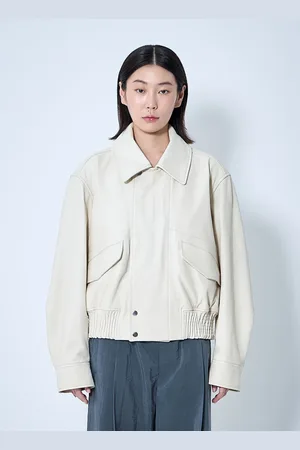 LEMAIRE Leather Blouson - Femme Blousons Cream Xs