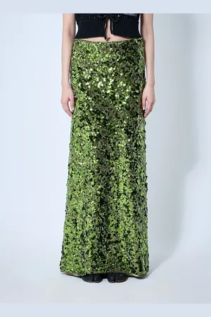 Ganni Sequin Embellished Maxi Skirt - Femme Jupes Green Fr - 36