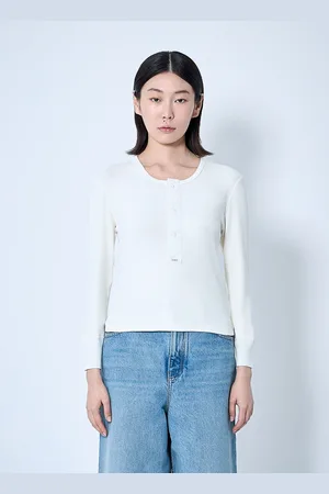 Chloé Cotton-jersey Henley Chemise- Femme Hauts L