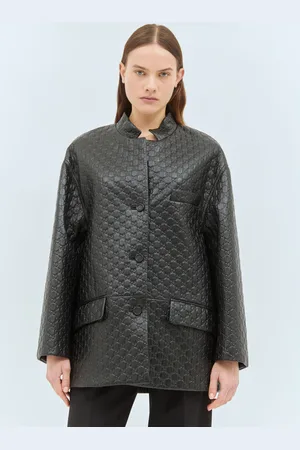 Gucci Gg Embossed Leather Jacket - Femme Blousons It - 40