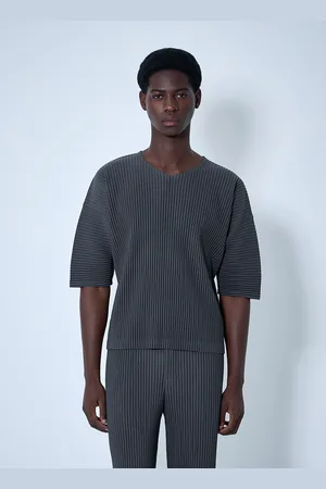 Issey Miyake Pleated Top - Homme T-shirts Grey 2