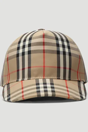 Burberry Checked Baseball Caps - Homme Chapeaux Beige Xl