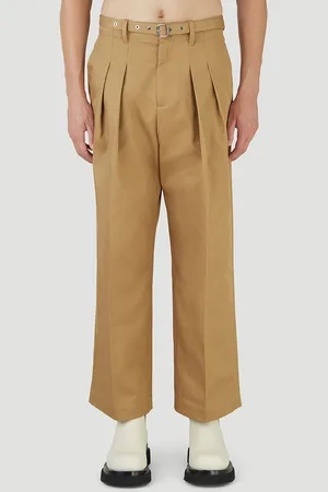 J.W.Anderson Belted Pleated Crop Pantalon - Homme Pantalons Beige Eu - 44