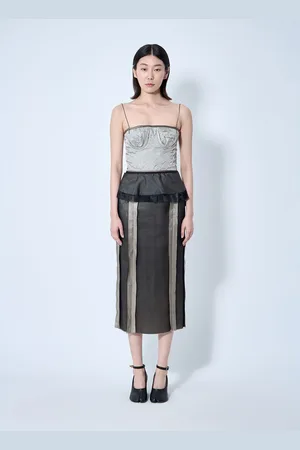 Maison Margiela Contrast Panel Silk Midi Dress - Femme Robes It - 40