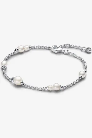 PANDORA Bracelet femme en argent sterling avec perle blanche et zircone Timeless