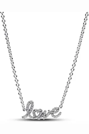 PANDORA Collier Chaîne Love en Lettres Cursives Scintillant