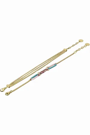 Clyda Bracelet Boheme Acier Multi Chaines 16+3 cm Et Résine