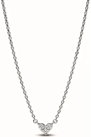 PANDORA Collier C?ur Trois Pierres en 925/1000 - Timeless
