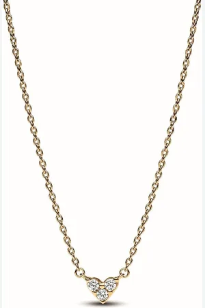 PANDORA Collier C?ur Trois Pierres - Timeless