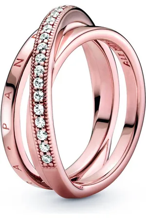 PANDORA Anneau Triple Pavé Croisé Métal doré à l