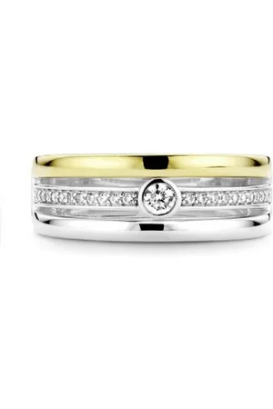 Ti Sento Bague 12094ZY - Argent Doré 3 Rangs Zirconium Femme