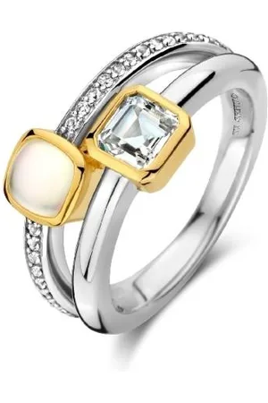Ti Sento Bague - 12326MW Rhodié Multi Joncs Pierres Synthétiques Mop Et Oxyde De Zirconium