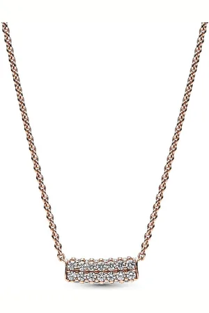 PANDORA Collier Double Barre Pavée rose - Timeless