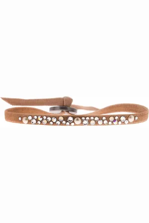 Les Interchangeables Bracelet Tissu Beige Cristaux Swarovski A41164