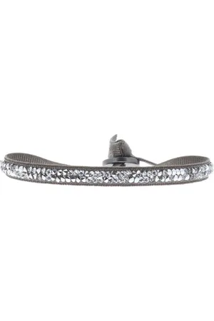 Les Interchangeables Bracelet Tissu Marron Cristaux Swarovski A24930