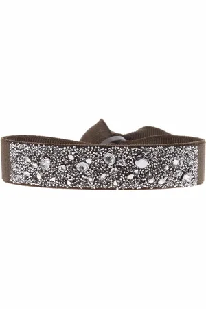 Les Interchangeables Bracelet Tissu Marron Cristaux Swarovski A36951