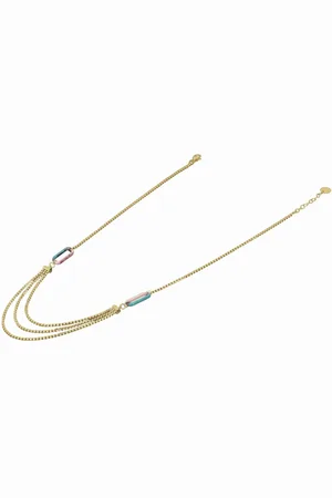 Clyda Collier Boheme Acier 3 Chaines 46/48/50 + 3 cm Et Résine