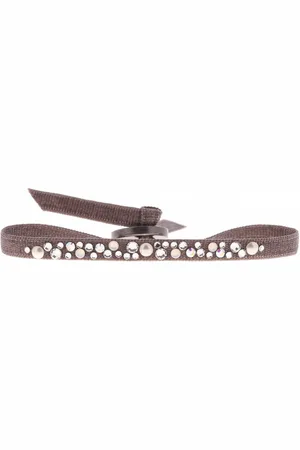 Les Interchangeables Bracelet Tissu Marron Cristaux Swarovski A36670