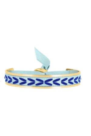 Les Interchangeables Jonc femme - A90744 Ruban 6mm MV Feuillage Bleu