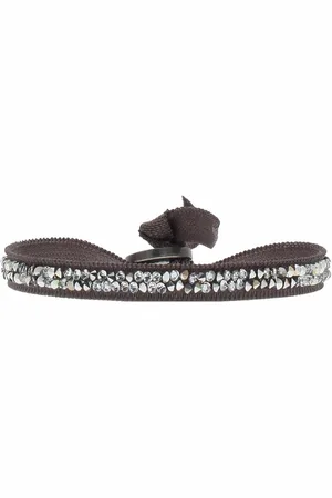 Les Interchangeables Bracelet Tissu Marron Cristaux Swarovski A24931