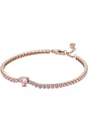 PANDORA Bracelet rose gold Rivière Pavé avec cristaux rose Timeless