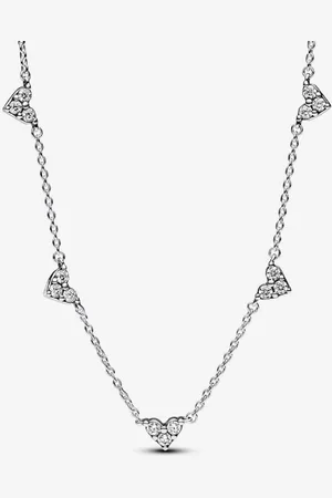 PANDORA Collier femme coeurs en argent sterling avec zircons transparents Timeless