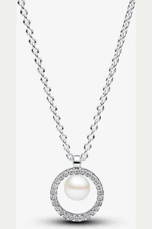 PANDORA Collier femme argent sterling avec perle blanche et zircon Timeless