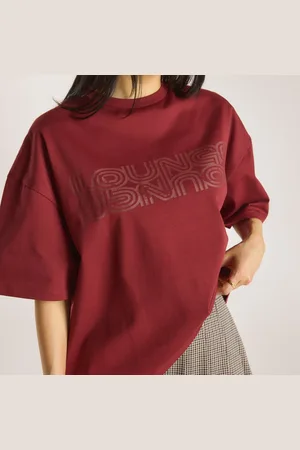 Lounge Underwear T-shirt Graphique Oversize - Bordeaux