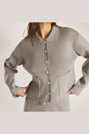 Lounge Underwear Chemise Oversize en Tricot - Gris Chaud
