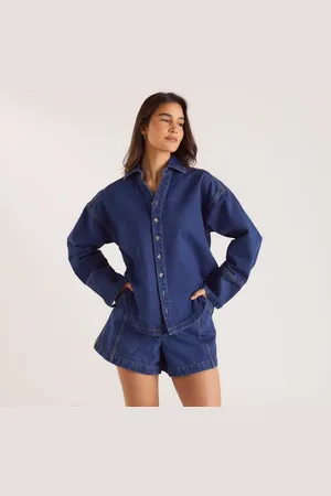 Lounge Underwear Chemise en Denim Oversize - Bleu