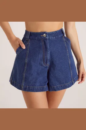 Lounge Underwear Short en Jean à Ourlet Large - Bleu