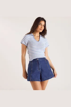 Lounge Underwear Polo en Crochet - Rayures Bleues