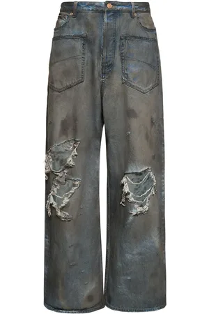 Balenciaga Jean Baggy En Coton Usé