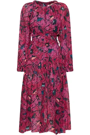 ULLA JOHNSON Robe Midi En Coton Mélangé Imprimé Helia
