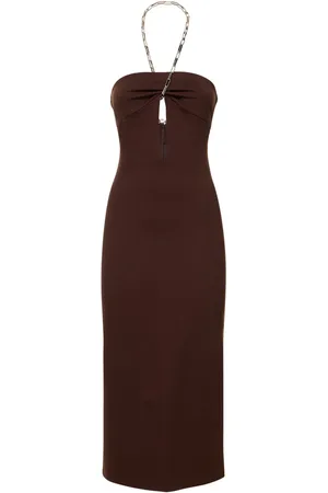 The Attico Robe Midi En Jersey À Encolure Licou Détail Chaîne