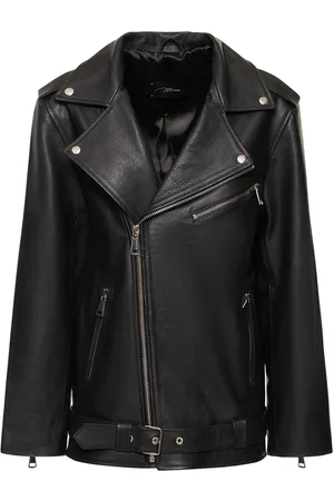 Manokhi Veste De Motard En Cuir Avec Ceinture