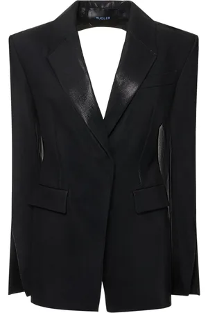 MUGLER Veste Ajustée En Sergé Brillant À Dos Nu