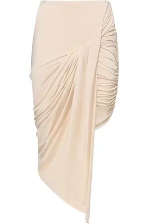 MUGLER Jupe Midi En Jersey De Satin De Viscose Drapée
