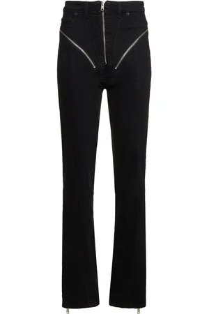 MUGLER Jean Skinny Zippé En Denim Stretch Taille Haute