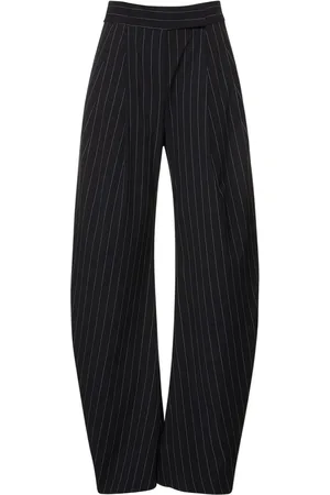 The Attico Pantalon Large En Laine À Fines Rayures Gary