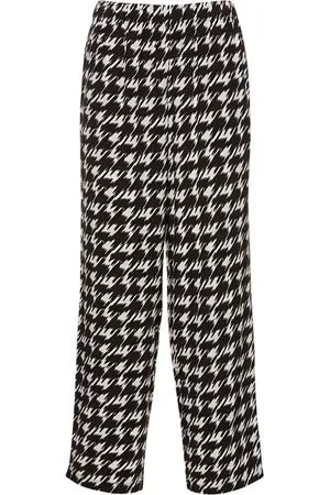 ANINE BING Pantalon Droit En Viscose Pied-de-poule Aiden
