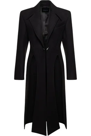 MUGLER Manteau Midi Sergé De Laine Mélangée