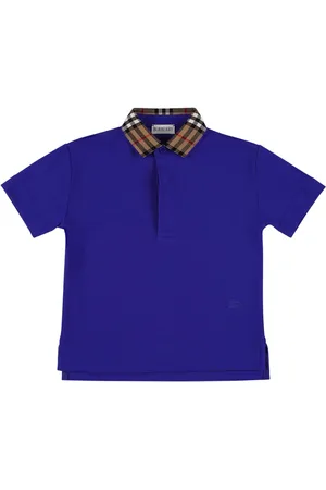 Burberry Polo En Piqué De Coton Avec Col À Carreaux