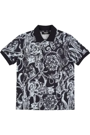 VERSACE Polo En Piqué De Coton Imprimé Baroque