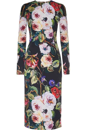 Dolce & Gabbana Robe Midi En Soie Charmeuse Imprimé Fleurs