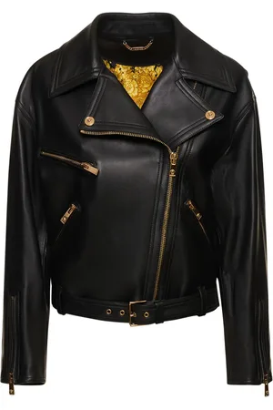 VERSACE Veste De Motard En Cuir Plongé
