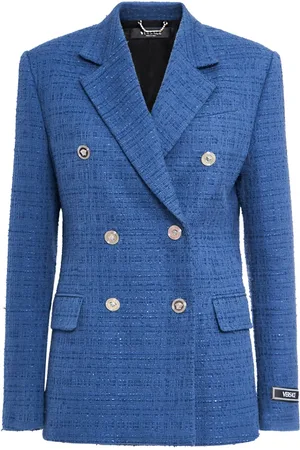 VERSACE Veste En Tweed De Coton Mélangé Double Boutonnage