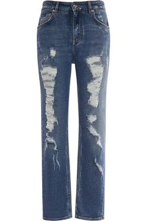 Dolce & Gabbana Jean Droit En Denim Usé
