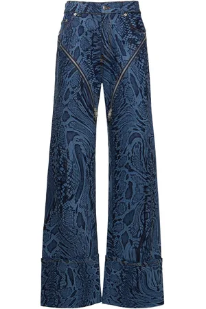 MUGLER Jean Zippé En Denim Taille Haute
