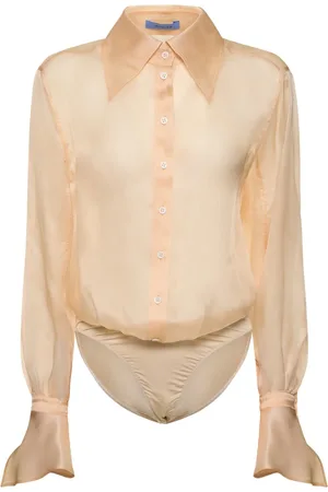 MUGLER Body Manches Longues En Tulle De Soie